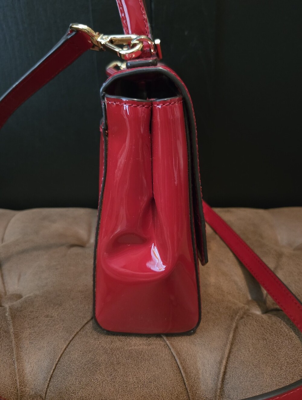 Michael Kors Callie Glossy Red Patent Leather Satchel - Picture 12 of 15